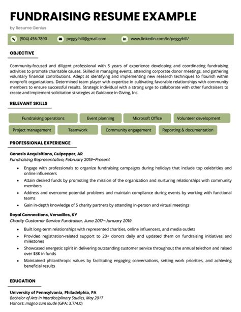 fundraising resume